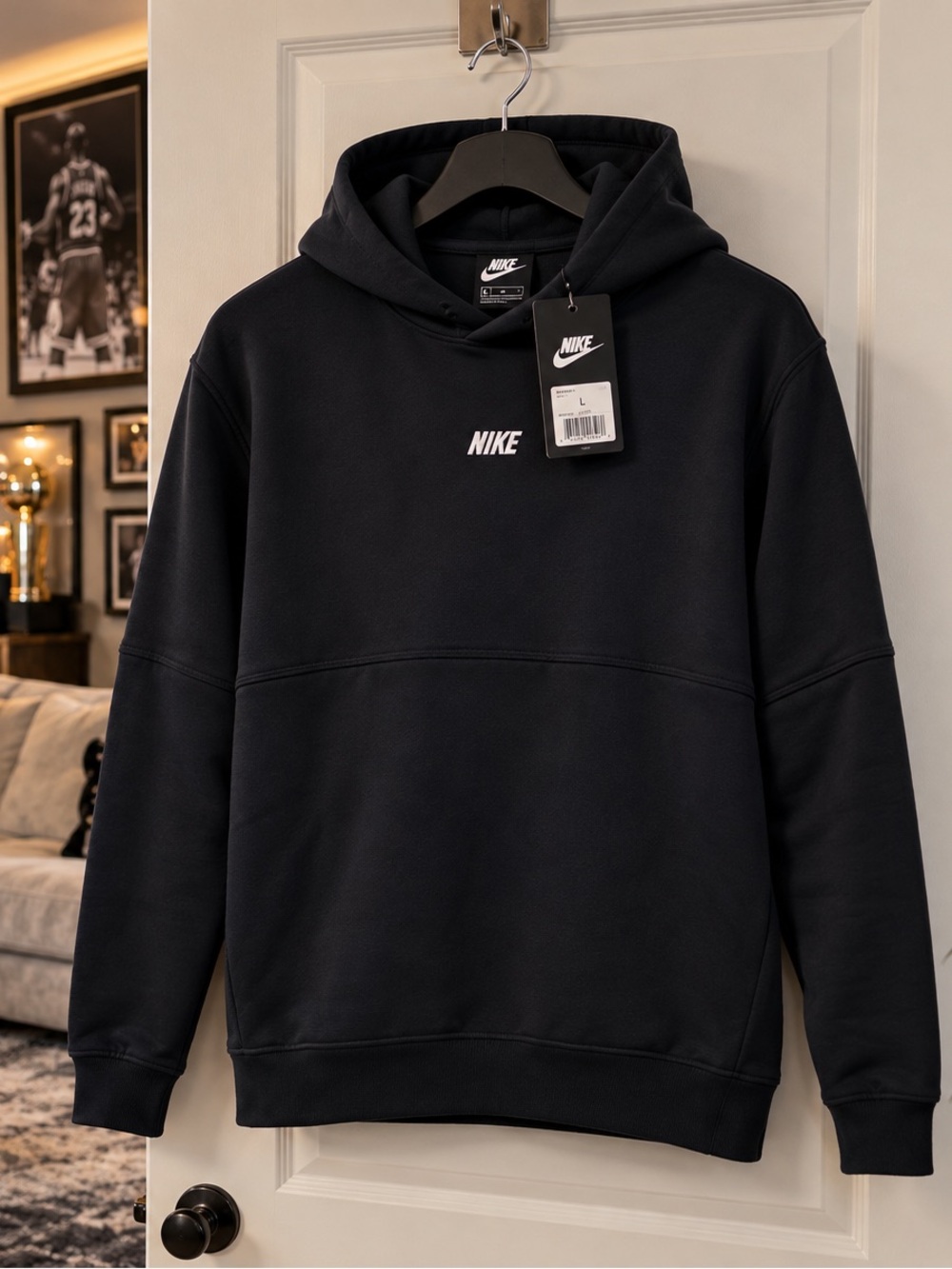 Nike Black Pullover Hoodie with White Logo